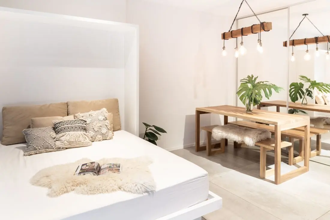Dormitorio y comedor integrados